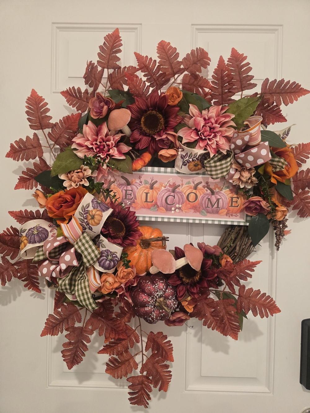 W016 - Autumn Floral Welcome Wreath - Orange & Rust Fall